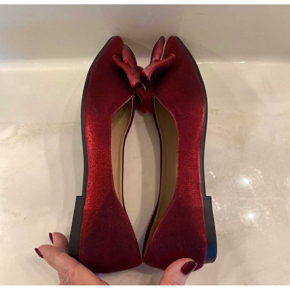 Yan Hao Unique Ruby Red Slipper Ballet Flats Sz 8… - image 8